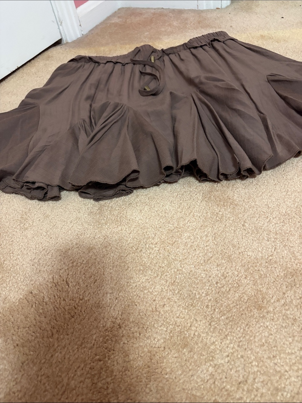 entro Brown Ruffled Circle Skater Skirt